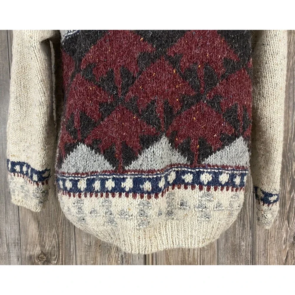 Vintage‎ Woolrich Hand Knit Sweater Men's L Wool Blend Cozy Cabincore Nordic